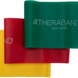 THERABAND Resistance Bands Set, Beginner Kit, Yellow, Red, Green, Non-Latex Elastic Bands for Exercise & Physical Therapy, Strength Training Bands for Upper & Lower Body Fitness
